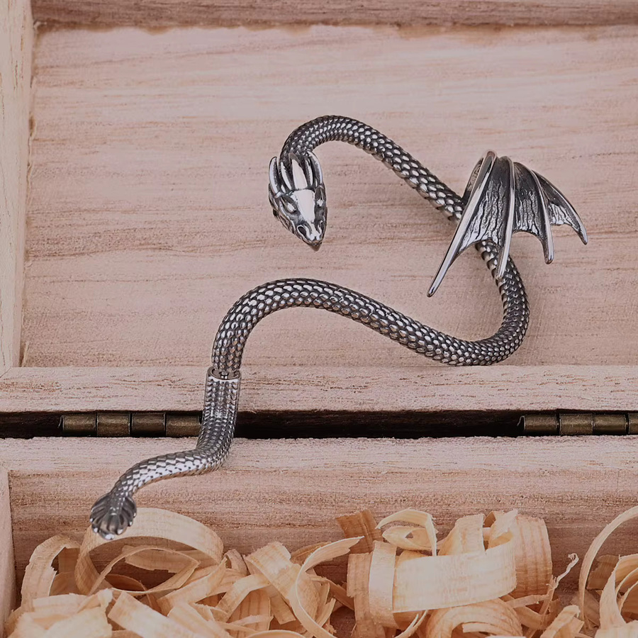 Ohrring Drachen Clip, Edelstahl, Silber, Damen - Bild 2