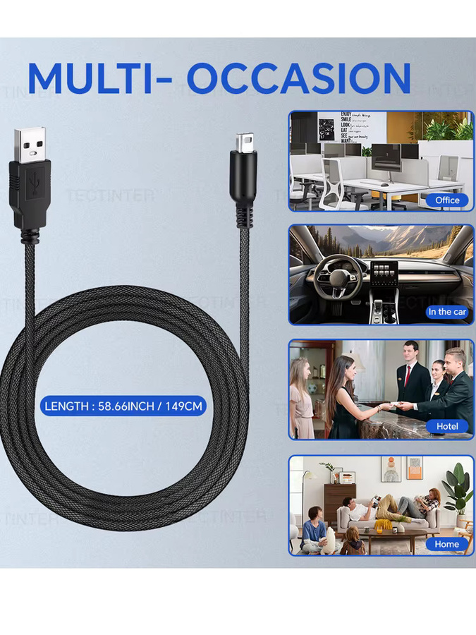TECTINTER USB-Datenkabel und Ladekabel für Nintendo DSi, NDSI, New 3DS und 2DS XL/LL in Schwarz, Länge: 1,5 m - Bild 4