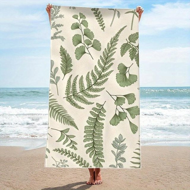 Strandtuch JMG Household Supplies Botanisches Blatt Design in Grün, B: 80 cm, L: 160 cm - Bild 1