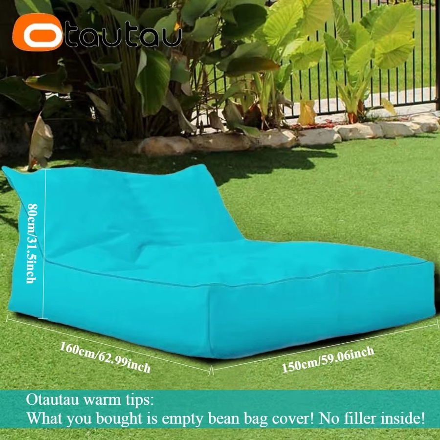 OTAUTAU Outdoor-Sitzsack-Abdeckung für Pouf und Liege, Grau-Türkis, B/H/T: 150 x 80 x 2 cm - Bild 3