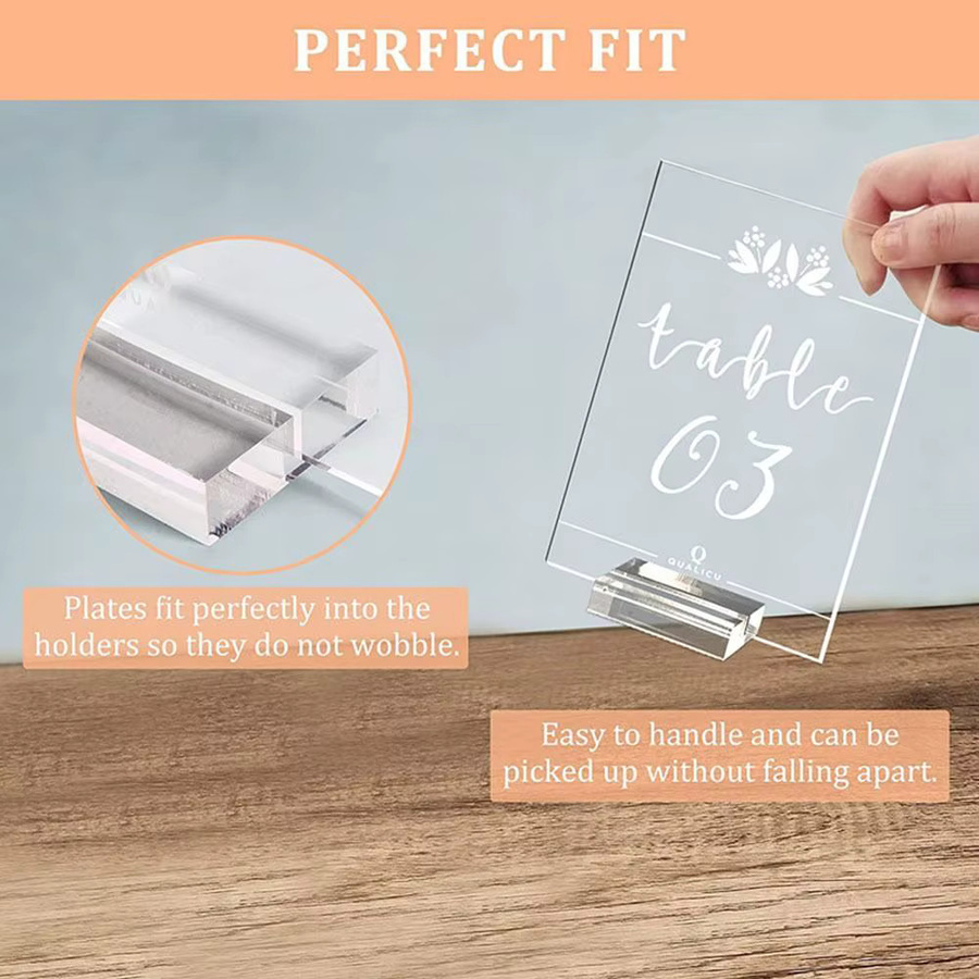 Transparentes Acryl Karten-Display für den Schreibtisch mit Clips und Halter für Fotos oder Tischnummern - Bild 3