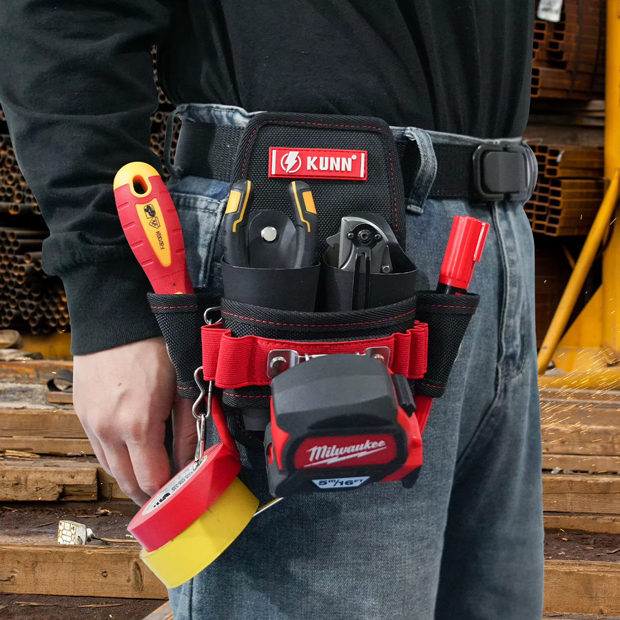 KUNN Kleine Werkzeugtasche mit Gürtelclip als Mini-Werkzeug-Organizer in Rot und Schwarz - Bild 4