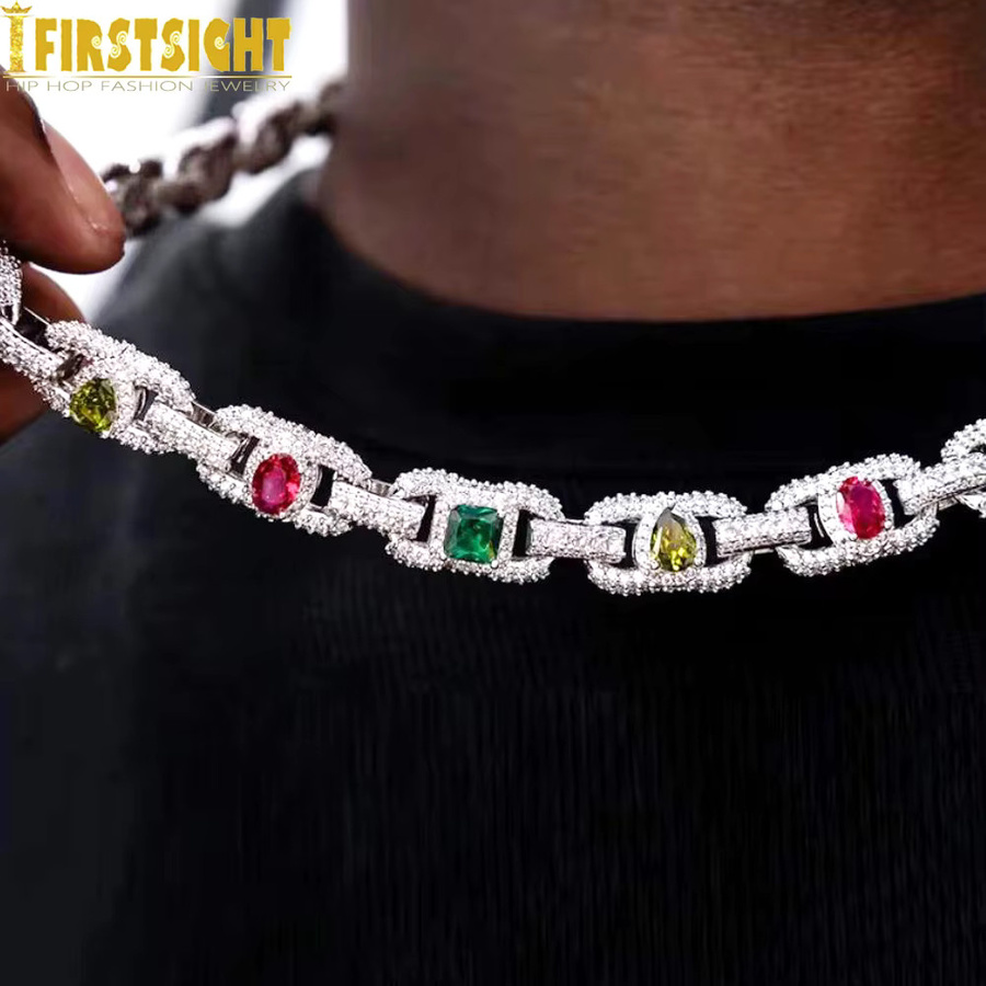 Armband Cuban Link, Silber, Regenbogen Zirkonia, Herren - Bild 3