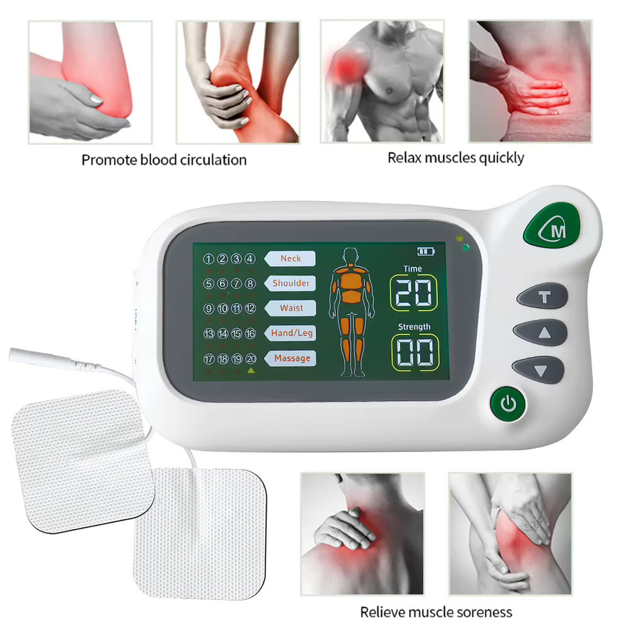 Raiuleko TENS EMS Muskelstimulator mit 20 Modi und 8 Pads, tragbares Akupunktur-Massagegerät für den Ganzkörper, Weiß - Bild 3