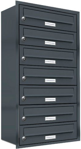 AL Briefkasten für 7 Parteien, Unterputzmontage, grau, B/T/H: 42,5 x 27,5 x 84,5 cm - Bild 1