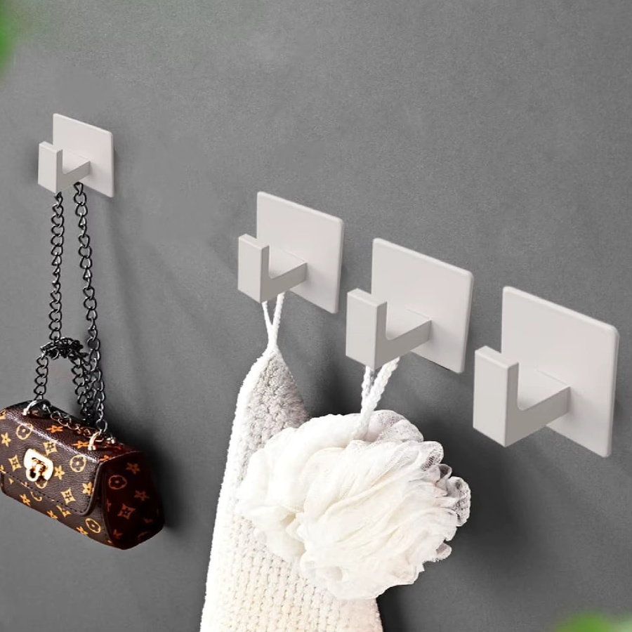 SeniVrythwel Handtuchhaken aus Metall in Mattweiß, quadratisches Design zur Wandmontage für Handtücher, Bademäntel und Hüte - Bild 3