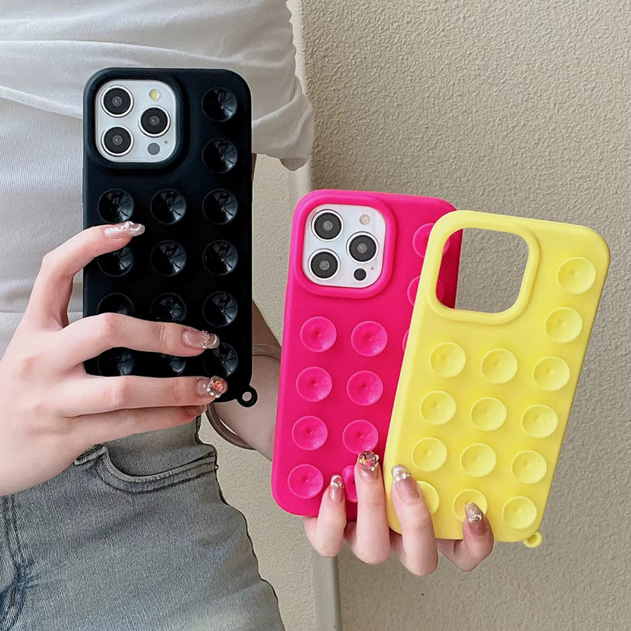 TUNEDEE 3D-Saugnapf-Telefonhülle für iPhone 15 14 13 12 11 Pro Max Plus in Pink, stoßfeste Anti-Rutsch-Abdeckung - Bild 2