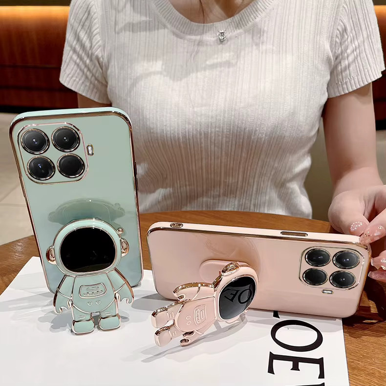 Luxus Astronauten Schutzhülle für Xiaomi 17T und 15T Pro mit Ständer und Lanyard aus weichem Silikon in Grün - Bild 1