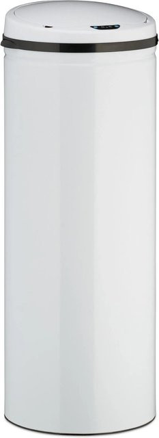 Relaxdays Mülleimer mit Sensor aus Edelstahl in Weiß, Höhe: 80 cm, Breite: 30 cm - Bild 1