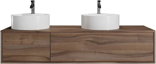 Doppelwaschtisch Isaure von Vente-unique in Braun mit modernem Design, Breite: 150 cm, Tiefe: 32 cm, Höhe: 32 cm - Bild 1