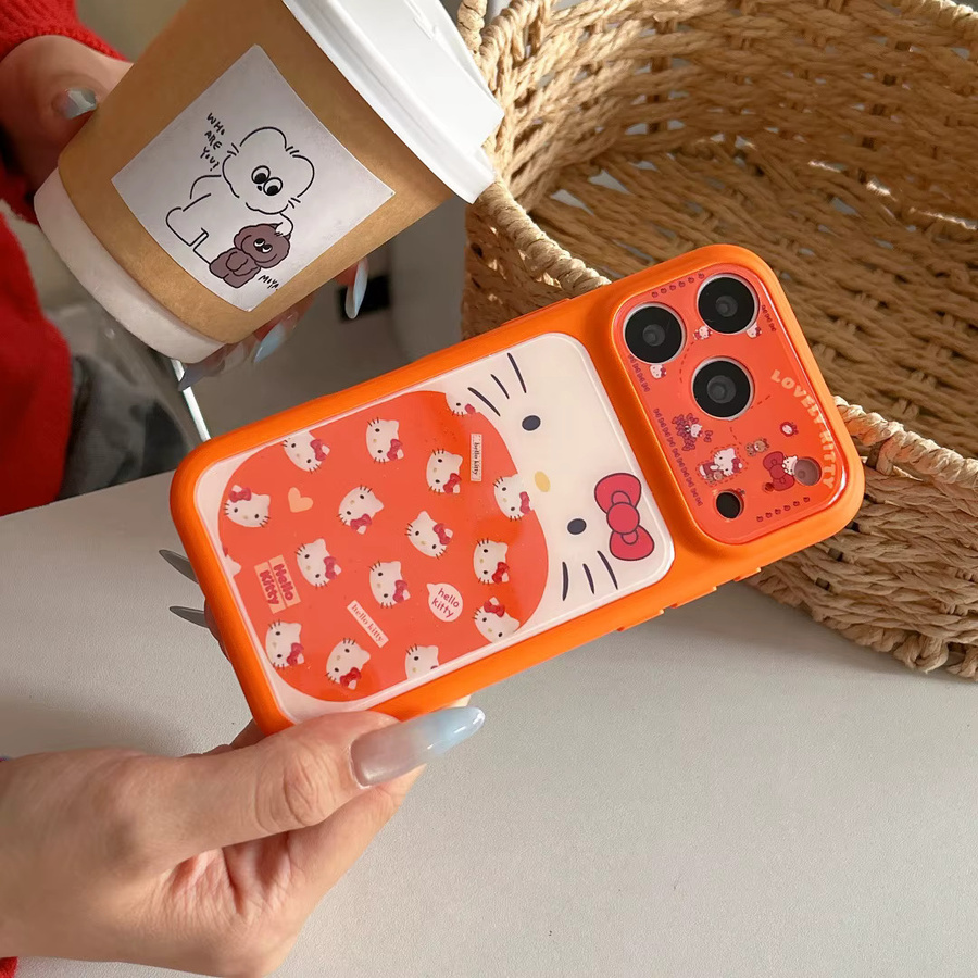 Hello Kitty Emoji Handyhülle für Apple iPhone 17 16 15 Pro Max in Orange mit Kameralinsen-Schutz und harter TPU-Rückseite - Bild 3