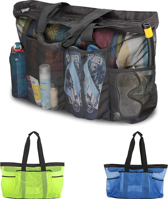 Kevat Vesi Strandtasche aus Mesh in Blau oder Schwarz, Tragbare Mesh-Einkaufstasche für Strand, Pool und Reise, B/T/H: 68,0 x 43,0 x 43,0 cm - Bild 1