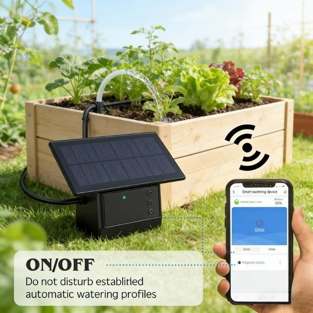 Nuoying Tuya WiFi Solar Automatisches Bewässerungssystem mit App-Steuerung, Tropfbewässerungsset in Schwarz mit 10 oder 15 Köpfen - Bild 1