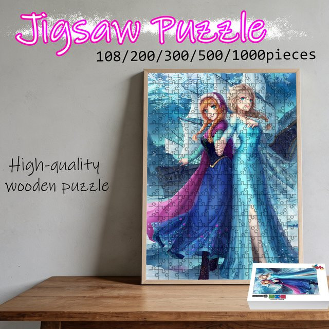Funko Die Eiskönigin Elsa & Anna Szenen-Puzzle, Holz, 108 Teile - Bild 1