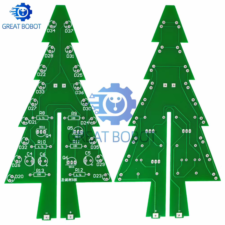 Baishundianzi 3D-Weihnachtsbaum-LED-DIY-Kit, Rot/Grün/Gelb, 1-teiliges Set - Bild 3