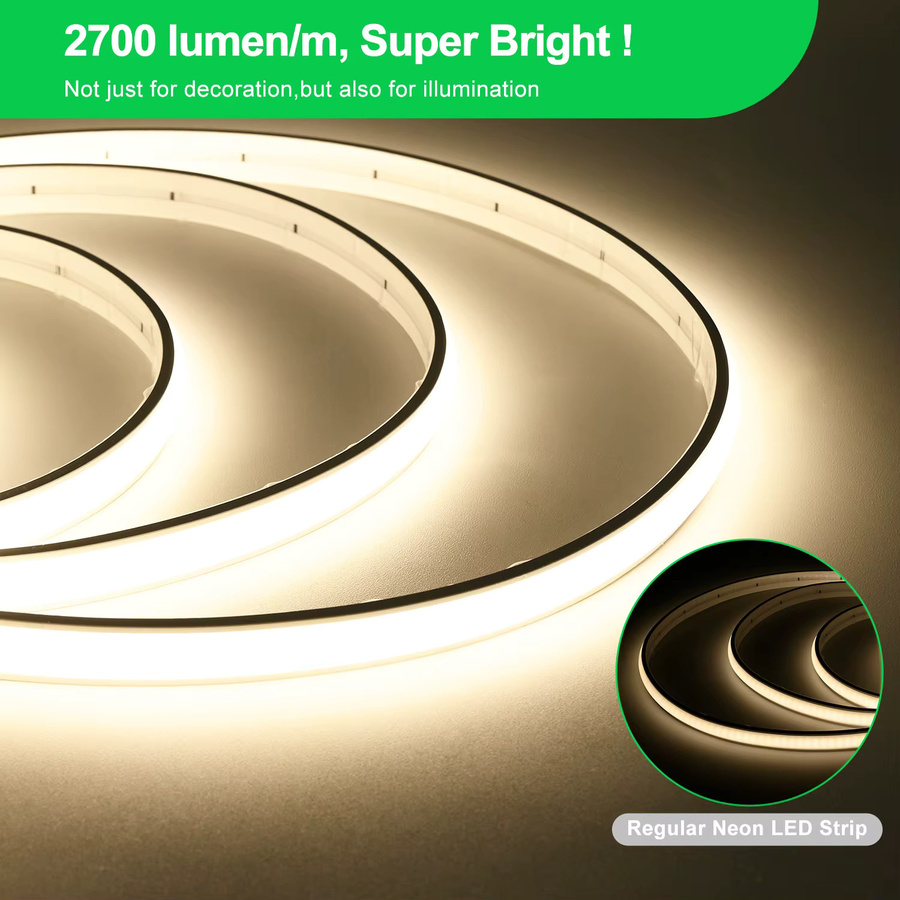 COXO Neon-LED-Streifenlicht Warmweiß, Wasserdichtes Dimmbares Lineares LED-Leuchten Set, 240 LEDs/m SMD2835, 2700lm/m, DC24V - Bild 3