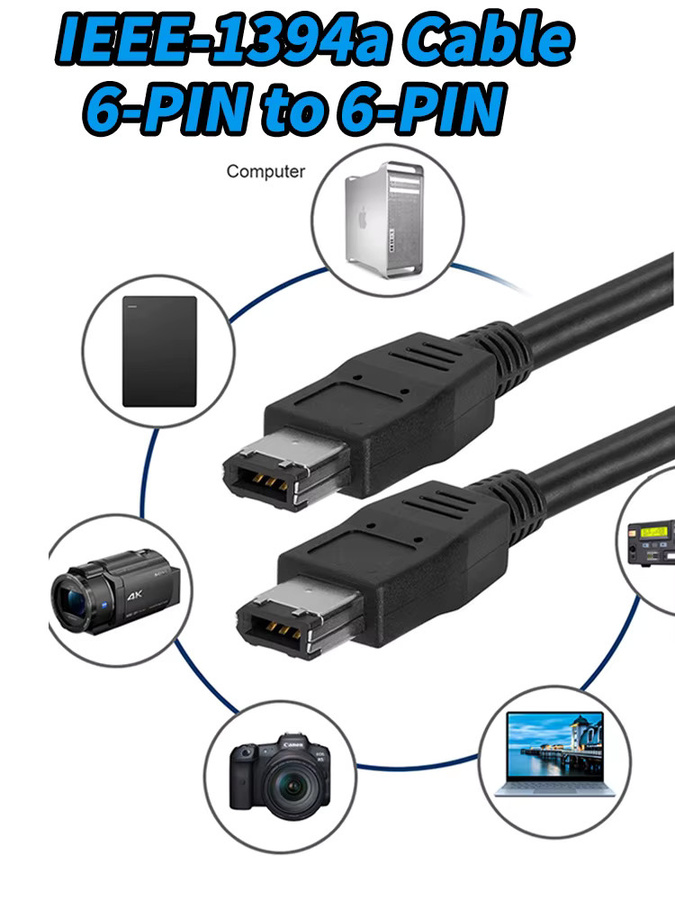 HDmatters Firewire 400 Kabel 6-Pin auf 6-Pin IEEE-1394a in Schwarz und Grau - Bild 4