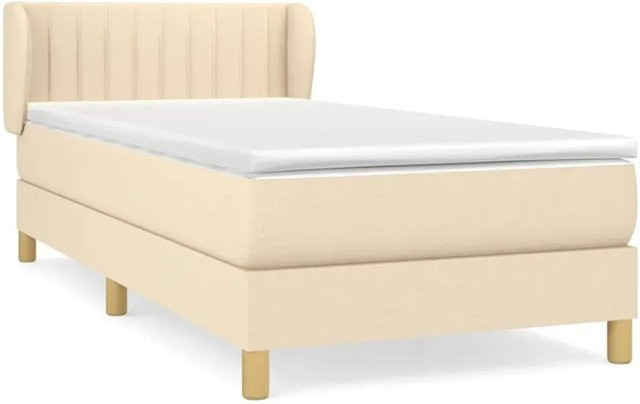vidaXL Boxspringbett mit Matratze in Beige, Hybrid-Design mit Taschenfederkern, B/T: 90 x 190 cm - Bild 1