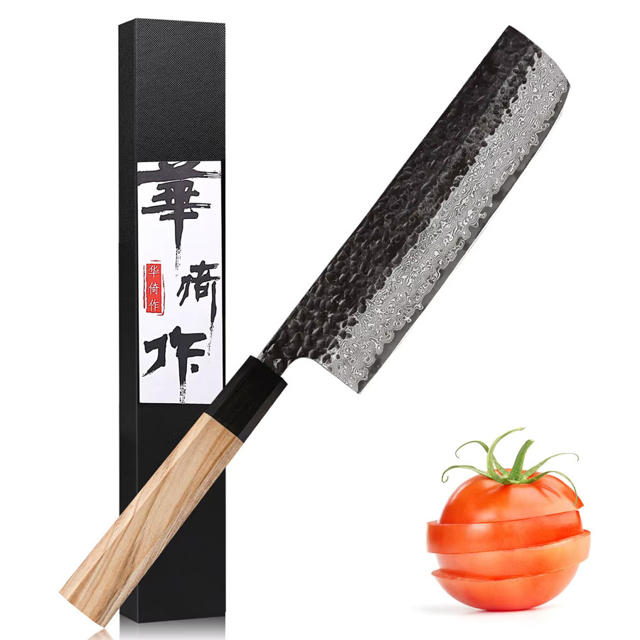 HUAYIGRAND Nakiri Messer aus Damaststahl mit Holzgriff, 17,78 cm - Bild 5
