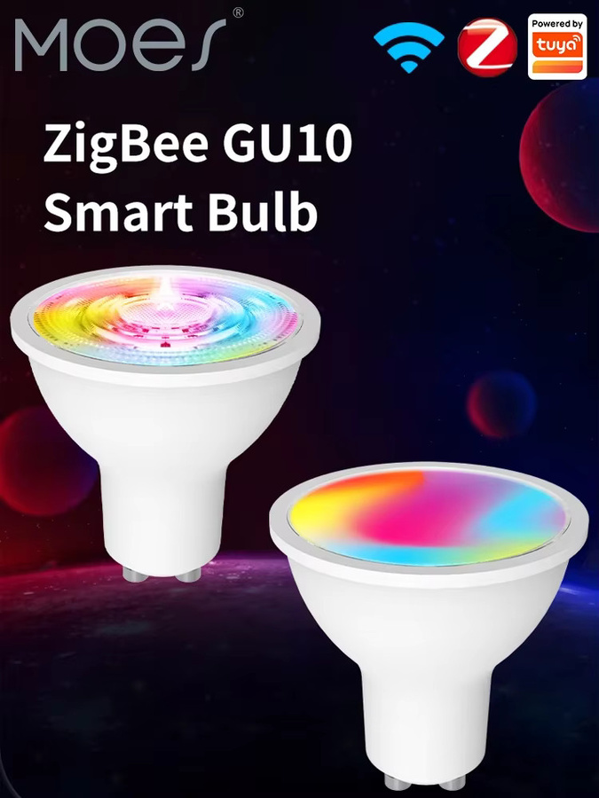 MOES Smart LED-Glühbirne GU10 mit Tuya ZigBee und WIFI, RGBW dimmbar, Weiß, Sprachsteuerung für Alexa und Google Assistant via Smart Life App - Bild 5