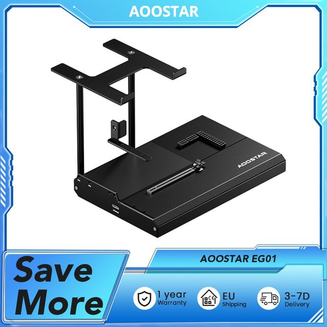 AOOSTAR EG01 EGPU-Dock mit Oculink und Thunderbolt 5 Anschluss für externe Grafikkarten PCIe 4.0x4 Schwarz - Bild 1