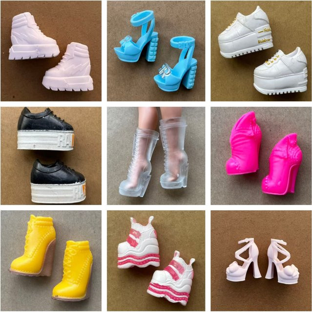 ROUND YUAN Regenbogen Mode-Puppen-Sandalen und -Stiefel, Puppenzubehör, Weiß Gelb Blau Rosa / Pink - Bild 1