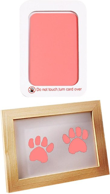 Fengfx Pfotenabdruck-Set mit Druckrahmen und Stempelkissen aus Holz für Hund oder Katze, Farbe: Rosa - Bild 1