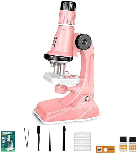 Fashnics Kinder-Mikroskop-Set, Taschenmikroskop, mit LED-Licht, rosa, ab 6 Jahren - Bild 1