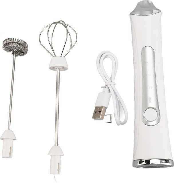 Elektrischer Milchaufschäumer von OutsideWorld, USB wiederaufladbar, 3 Geschwindigkeiten, Edelstahl und Kunststoff, Farbe: Weiß - Bild 1
