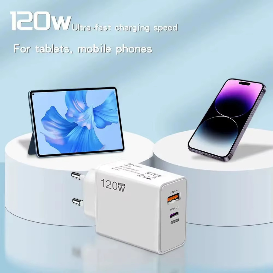 MAEBOXY 2-in-1 USB-C 120W Schnellladegerät Wandladegerät mit PD Quick Charge in Weiß - Bild 2