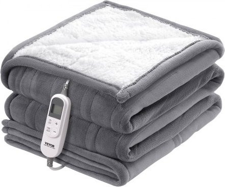 VEVOR Elektrische Wärmedecke Queen aus Soft Flannel und Lammwolle, Grau, B/T/H: 180 x 200 x 1 cm - Bild 1