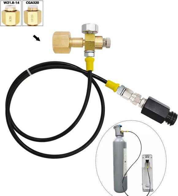 Soda Stream Soda Club Externer Schlauchadapter mit Messgerät für CO2-Tanks (W21,8–14 oder CGA320) - Bild 1