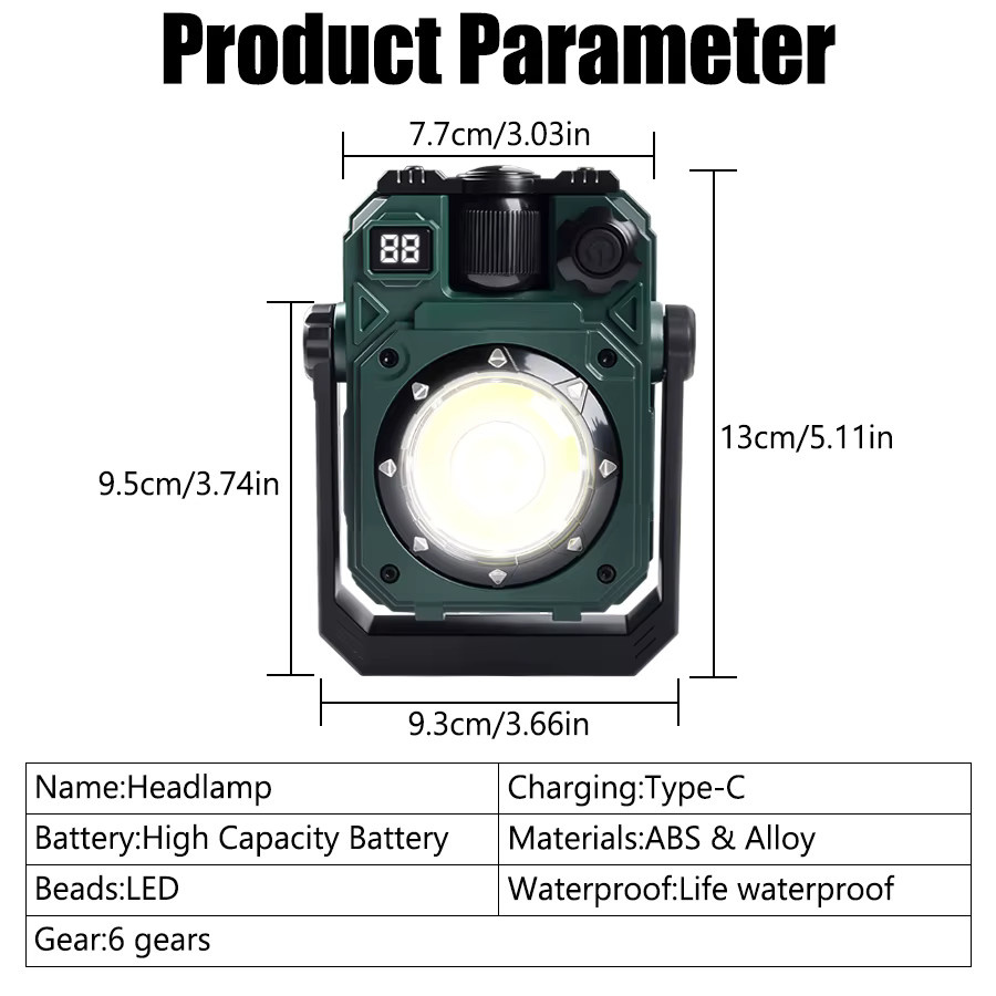 Heinast Tragbare LED-Campingleuchte mit USB-Wiederaufladung, magnetische Arbeitsleuchte und stufenloser Dimmfunktion - Bild 6