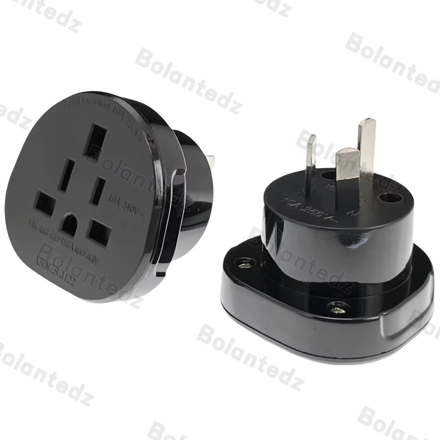 Bolantedz Universal Reiseadapter für Australien und Neuseeland, 3-polig, Schwarz, Konverter von US/UK/EU zu AU/NZ Stecker - Bild 1