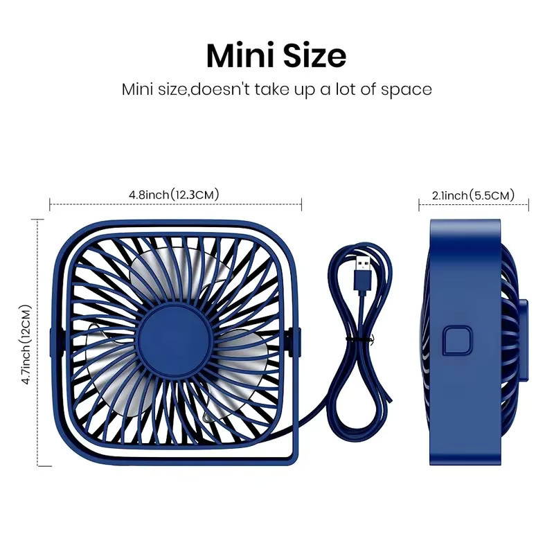 OUIO Mini USB-Desktop-Ventilator, extrem leise und 3-stufig einstellbar, in Grau oder Blau - Bild 4