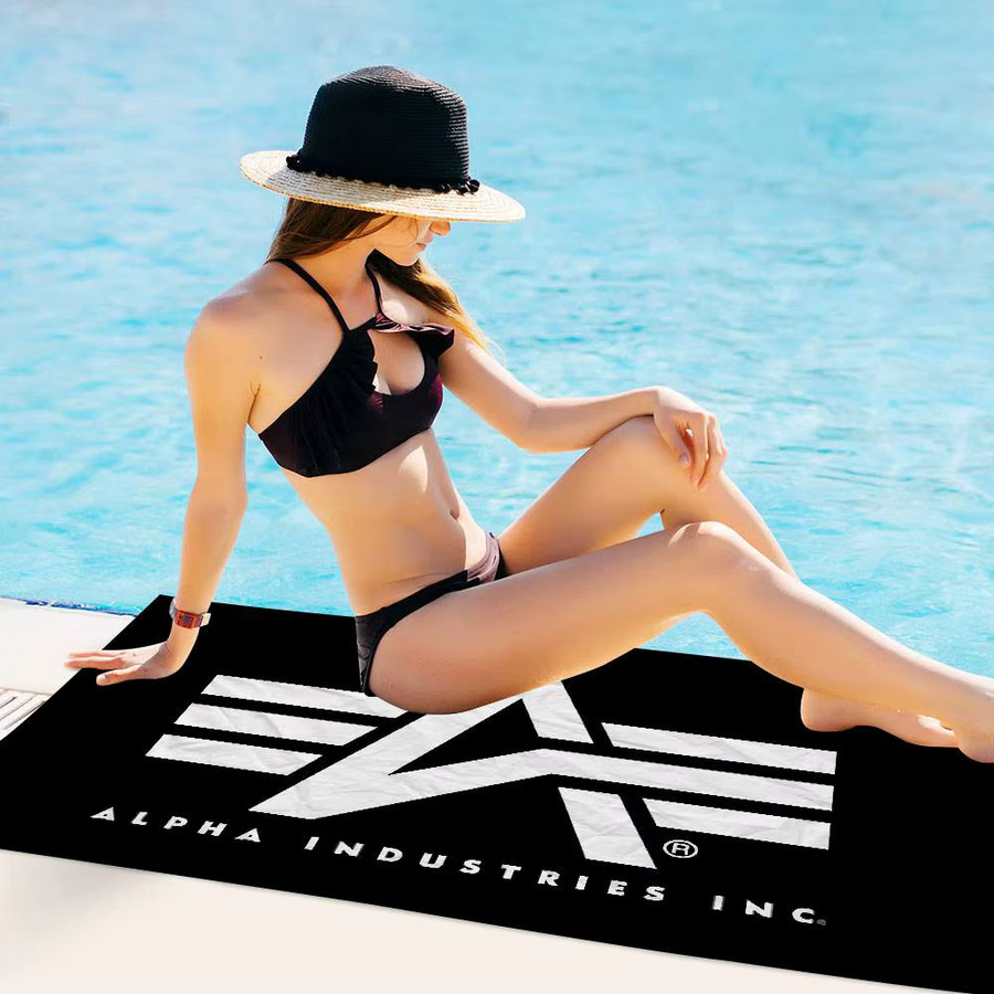 Alpha La Industries Mikrofaser Strandtuch Potdemiel Schwarz Unisex Saugfähig und Weich - Bild 2