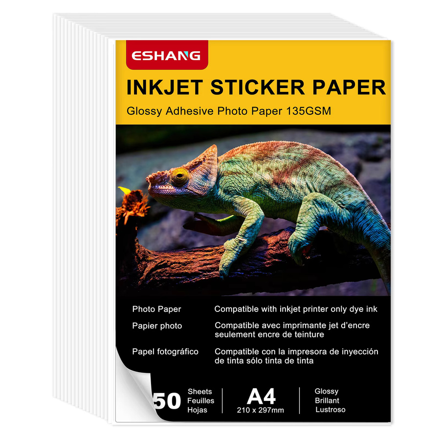 50 Blatt glänzende A4 Fotopapier Aufkleber in Weiß für Tintenstrahldrucker, 135 g/m2 - Bild 4