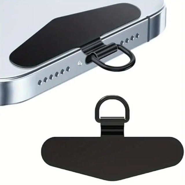 VORTNGLE Ultradünnes Edelstahl Handy Lanyard mit Kartenhalterung und abnehmbarem Metall-Handy-Hängeriemen in Schwarz und Gold - Bild 1