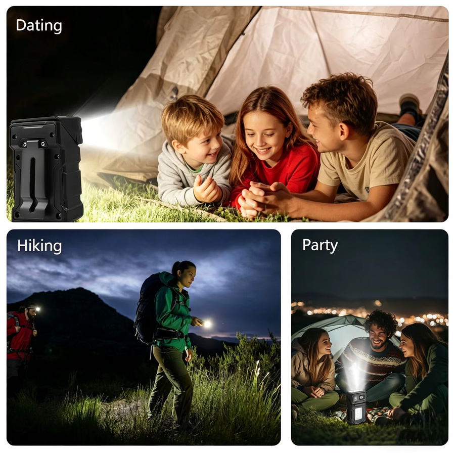 Heinast Kinder-Taschenlampe mit COB LED, wiederaufladbare Mini-Taschenlampe in Schwarz mit Clip und Magnetfuß, wasserdicht für Camping und Partys - Bild 5