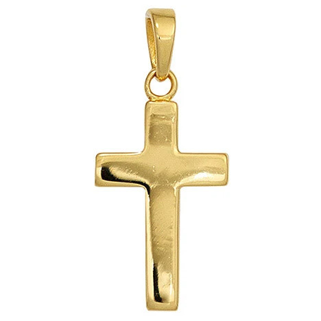 Colfem Anhänger Kreuz, 925 Sterling Silber, gold vergoldet, Unisex - Bild 1