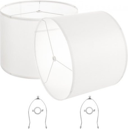 VEVOR Lampenschirm Trommel 2er Set aus Leinen und PVC in Weiß, B/T/H: 40 x 40 x 30 cm, Ersatzschirme mit Harfe für Tischlampen, Stehlampen und Pendelleuchten