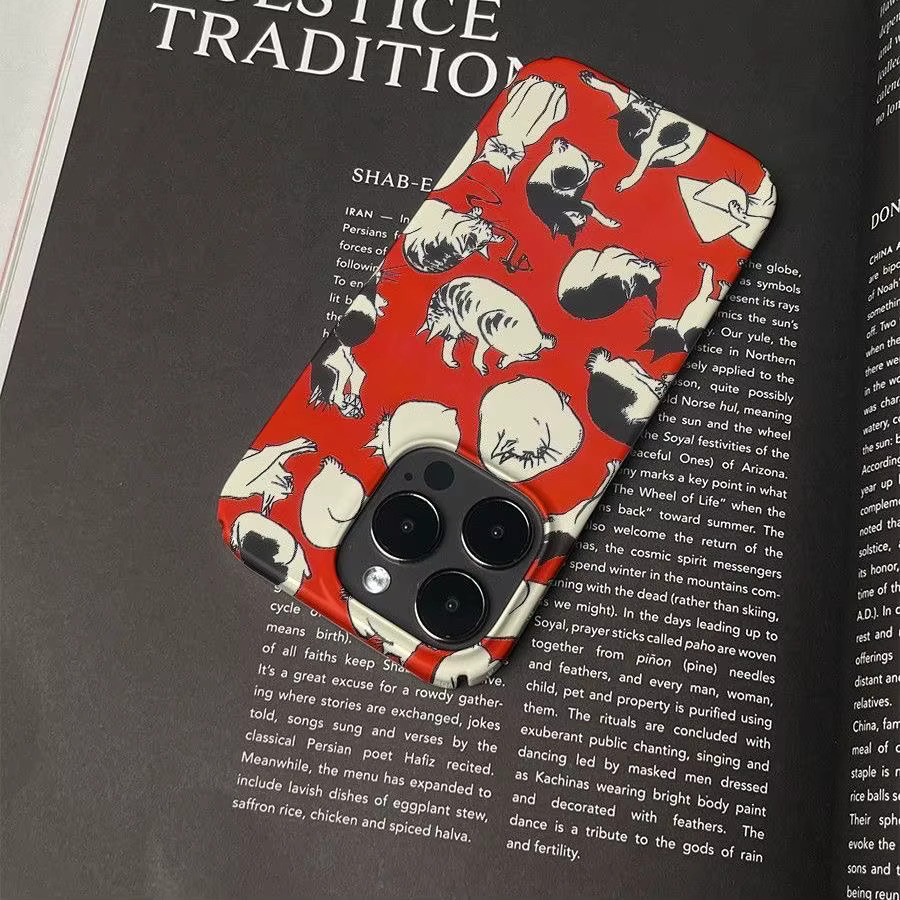 Handyhülle TROPLET Multi-Cats Design in Rot für iPhone 11 bis iPhone 17 Pro Max und Air Plus - Bild 3