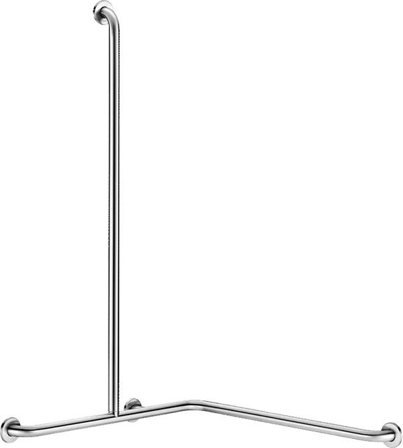 Delabie DUHA Duschhandlauf mit vertikaler Brausestange aus Edelstahl in Silber, B/T/H: 135 x 120 x 75 cm - Bild 1