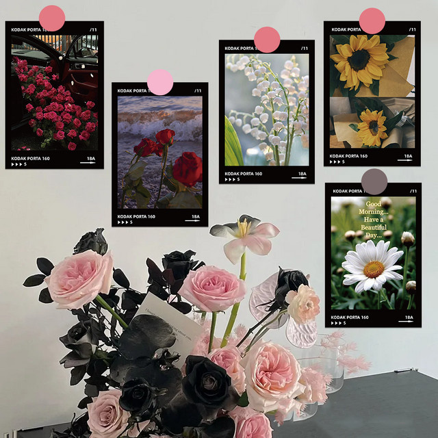 10 Stück Vintage Film-Stil Postkarten mit floralen Illustrationen zur Raumdekoration in Mehrfarben - Bild 1
