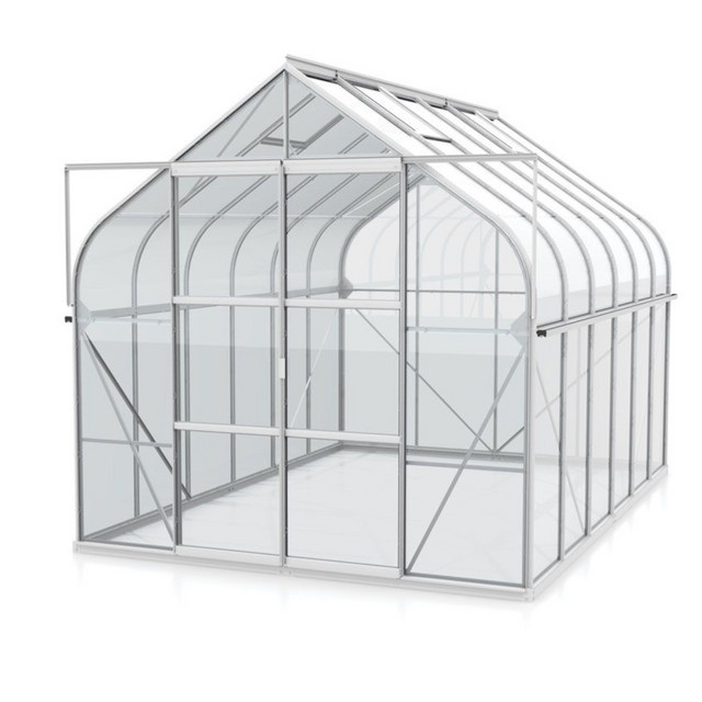 Vitavia Gewächshaus Dione 8300 mit Stahlfundamentrahmen und Glockendach in Silber, 8,3 m², Aluminium eloxiert und 3 mm ESG-Glas - Bild 1