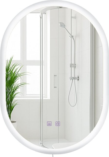 CLP Badspiegel Karishma mit Beleuchtung und Bluetooth, dimmbar, Anti-Beschlag, B: 70 cm, H: 50 cm, Farbe: Weiß - Bild 1