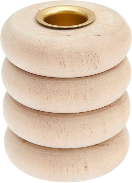 Rico Design Kerzenhalter Ringe aus Pappelholz in Natur für Stabkerzen und Spiralkerzen B/T/H: 7 x 7 x 4 cm - Bild 1