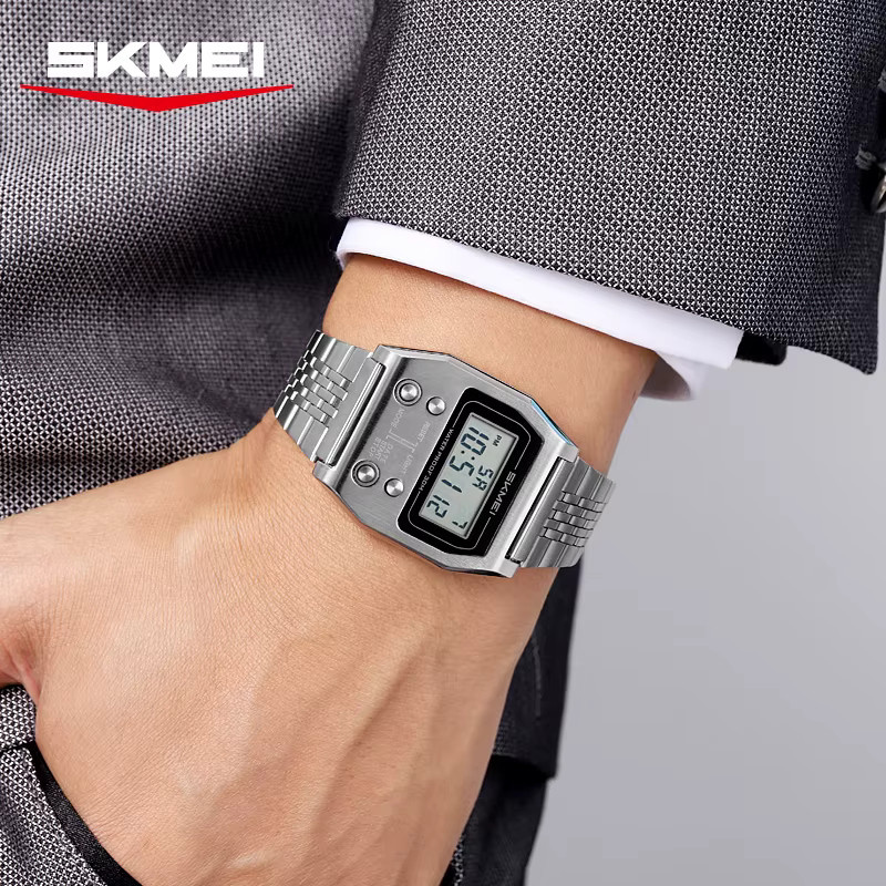 SKMEI Digitaluhr, Edelstahl, Silber, Herren - Bild 2