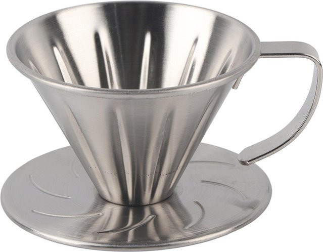 CosyHome Kaffeetropfer aus Edelstahl als Kegel-Filter mit Ständer in Grau/Silber - Bild 1