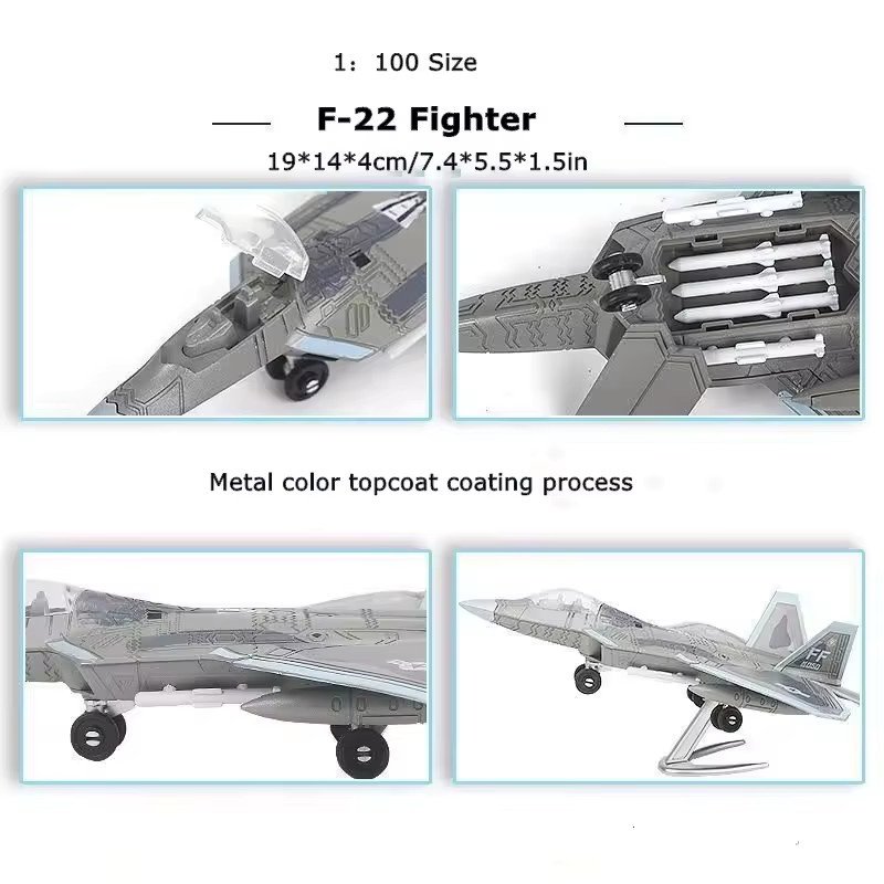 ZOCO F22 Kämpfer 3D Puzzle Modellflugzeug in 1:100 Skala, Grau, Kunststoff - Bild 4